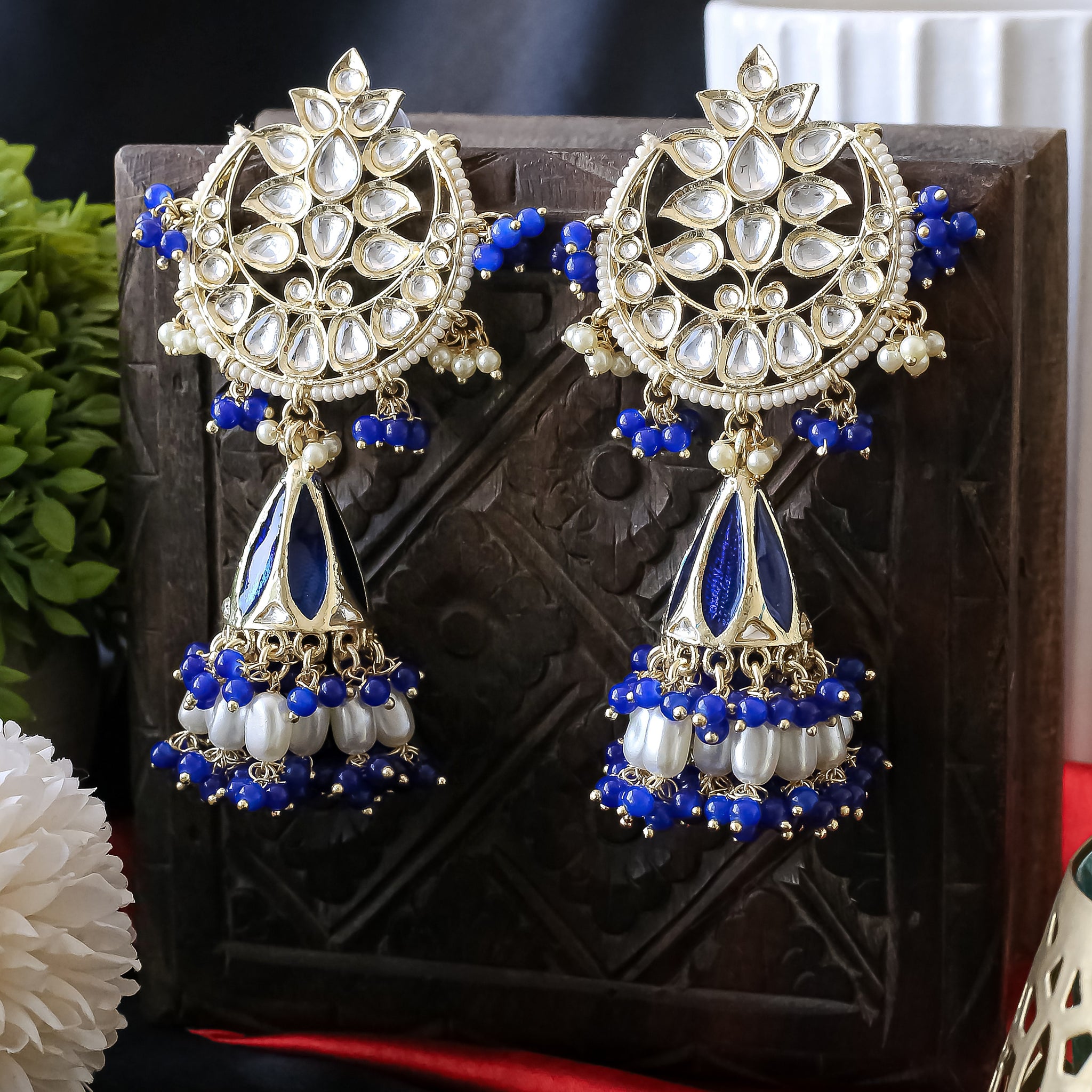 Nikhat Kundan Meenakari Jhumkas