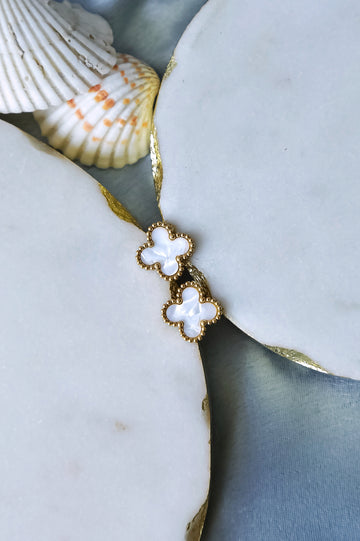 Posh White Clover Studs